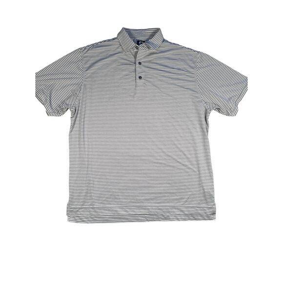 Footjoy Polo Mens Size XL Grey White Striped Performance Golf Short Sleeve - Picture 1 of 7